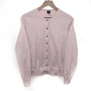 Gap wool blend angora cotton cardigan light baby pink w/ gem buttons large size